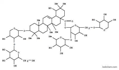 Molecular Structure of 146445-77-4 (Olean-12-en-28-oicacid, 3-[(3-O-b-D-glucopyranosyl-a-L-arabinopyranosyl)oxy]-19-hydroxy-,O-6-deoxy-a-L-mannopyranosyl-(1&reg;2)-O-[b-D-xylopyranosyl-(1&reg;6)]-b-D-glucopyranosyl ester, (3b,19a)- (9CI))