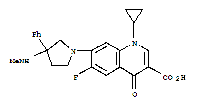 3-QUINOLINECARBOXYLIC ACID,1,4-DIHYDRO-1-CYCLOPROPYL-6-FLUORO-7-(3-(METHYLAMINO)-3-PHENYL-1- PYRROLIDINYL)-4-OXO-