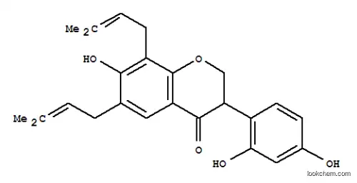 Molecular Structure of 147742-10-7 (4H-1-Benzopyran-4-one,3-(2,4-dihydroxyphenyl)-2,3-dihydro-7-hydroxy-6,8-bis(3-methyl-2-buten-1-yl)-,(-)-)