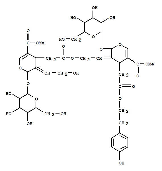 2H-Pyran-4-acetic acid,2-(b-D-glucopyranosyloxy)-3,4-dihydro-3-(2-hydroxyethylidene)-5-(methoxycarbonyl)-,2-[(2S,3E,4S)-2-(b-D-glucopyranosyloxy)-4-[2-[2-(4-hydroxyphenyl)ethoxy]-2-oxoethyl]-5-(methox(147764-93-0)