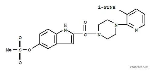 Molecular Structure of 147920-13-6 (2-({4-[3-(propan-2-ylamino)pyridin-2-yl]piperazin-1-yl}carbonyl)-1H-indol-5-yl methanesulfonate)