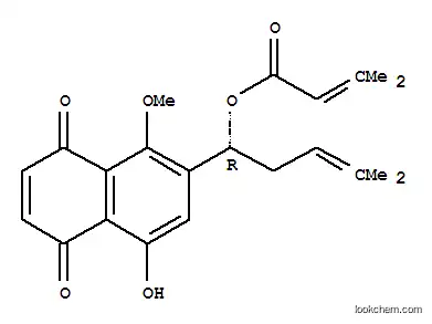 Molecular Structure of 148031-22-5 (2-Butenoic acid,3-methyl-,(1R)-1-(5,8-dihydro-4-hydroxy-1-methoxy-5,8-dioxo-2-naphthalenyl)-4-methyl-3-penten-1-ylester)