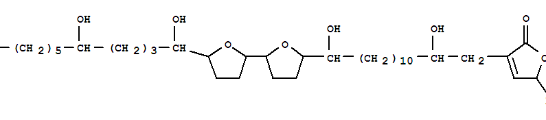 Molecular Structure of 148057-45-8 (2(5H)-Furanone,3-[13-[5'-(1,5-dihydroxyundecyl)octahydro[2,2'-bifuran]-5-yl]-2,13-dihydroxytridecyl]-5-methyl-(9CI))