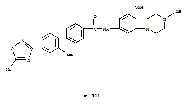 N-[4-Methoxy-3-(4-methyl-1-piperazinyl)phenyl]-2-methyl-4-(5-methyl-1,2,4-oxadiazol-3-yl)-1,1-biphenyl-4-carboxamide hydrate hydrochloride