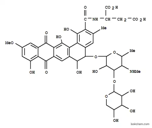 Molecular Structure of 148677-01-4 ((2R)-2-({[(5S,6S)-1,6,9,14-tetrahydroxy-5-{[(2S,3R,4S,5S,6R)-3-hydroxy-6-methyl-5-(methylamino)-4-{[(2S,3R,4S,5R)-3,4,5-trihydroxytetrahydro-2H-pyran-2-yl]oxy}tetrahydro-2H-pyran-2-yl]oxy}-11-methoxy-3-methyl-8,13-dioxo-5,6,8,13-tetrahydrobenzo[a]tetracen)