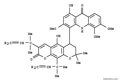 Molecular Structure of 149301-45-1 (9(10H)-Acridinone,4-[3,10-bis(1,1-dimethyl-2-propenyl)-7,8-dihydro-5-hydroxy-8,8-dimethyl-2-oxo-2H,6H-benzo[1,2-b:5,4-b']dipyran-6-yl]-1-hydroxy-3,5,6-trimethoxy-(9CI))