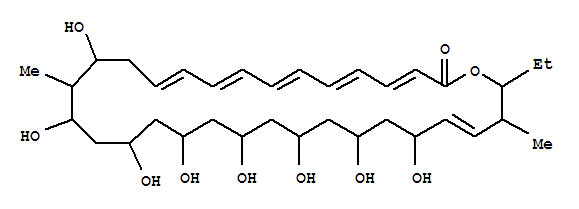 Molecular Structure of 149438-44-8 (Oxacyclodotriaconta-3,5,7,9,11,29-hexaen-2-one,32-ethyl-14,16,18,20,22,24,26,28-octahydroxy-15,31-dimethyl-,(3E,5E,7E,9E,11E,14S,16S,18S,20S,22R,24S,26R,28R,29E,31S,32S)- (9CI))