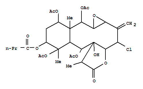 Butanoic acid,(1aR,3S,3aR,6R,6aR,7S,7aR,8S,9R,11S,11aR,12R,12aS)-7,8,11,12-tetrakis(acetyloxy)-3-chlorohexadecahydro-6a-hydroxy-6,8,11a-trimethyl-2-methylene-5-oxobenz[4,5]oxireno[7,8]cyclodeca[1,2-b]