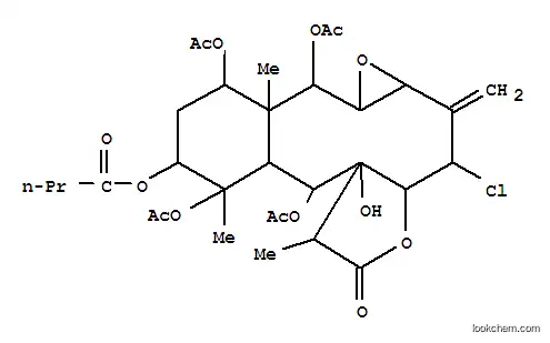 Molecular Structure of 149725-05-3 (Butanoic acid,(1aR,3S,3aR,6R,6aR,7S,7aR,8S,9R,11S,11aR,12R,12aS)-7,8,11,12-tetrakis(acetyloxy)-3-chlorohexadecahydro-6a-hydroxy-6,8,11a-trimethyl-2-methylene-5-oxobenz[4,5]oxireno[7,8]cyclodeca[1,2-b]furan-9-ylester (9CI))