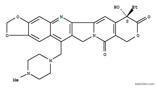 Molecular Structure of 149809-18-7 (10H-1,3-Dioxolo[4,5-g]pyrano[3',4':6,7]indolizino[1,2-b]quinoline-8,11(7H,13H)-dione,7-ethyl-7-hydroxy-14-[(4-methyl-1-piperazinyl)methyl]-, (7S)-)