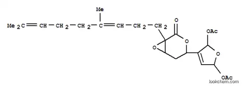 Molecular Structure of 149992-83-6 (Pentonic acid,2,3-anhydro-5-C-[2,5-bis(acetyloxy)-2,5-dihydro-3-furanyl]-4-deoxy-2-C-(4,8-dimethyl-3,7-nonadienyl)-,d-lactone (9CI))