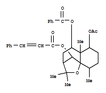 Molecular Structure of 149992-90-5 (2-Propenoic acid,3-phenyl-,(3R,5S,5aS,6S,9R,9aS,10R)-6-(acetyloxy)-5-(benzoyloxy)octahydro-2,2,5a,9-tetramethyl-2H-3,9a-methano-1-benzoxepin-10-ylester, (2E)-)