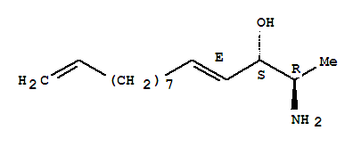 Molecular Structure of 150151-85-2 (4,13-Tetradecadien-3-ol,2-amino-, (2R,3S,4E)-)
