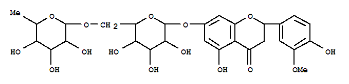 Molecular Structure of 150172-22-8 (4H-1-Benzopyran-4-one,7-[[6-O-(6-deoxy-b-L-mannopyranosyl)-b-D-glucopyranosyl]oxy]-2,3-dihydro-5-hydroxy-2-(4-hydroxy-3-methoxyphenyl)-)