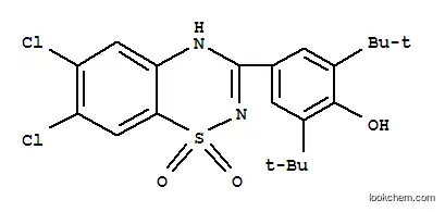 Molecular Structure of 150457-40-2 (4-(6,7-dichloro-4H-1,2,4-benzothiadiazine-3-yl)-2,6-bis(1,1-dimethylethyl)phenol-S,S-dioxide)