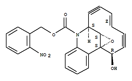 Molecular Structure of 150565-53-0 (1H-10,2,10-(Epoxymetheno)-1-benzazacyclododecine-1-carboxylicacid, 3,4,7,8-tetradehydro-2,9-dihydro-9-hydroxy-, (2-nitrophenyl)methyl ester,[2S-(2R*,5Z,9S*,10R*,16R*)]- (9CI))