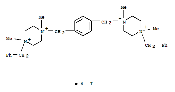 Molecular Structure of 1509-16-6 (Piperazinium,1,1'-[1,4-phenylenebis(methylene)]bis[1,4-dimethyl-4-(phenylmethyl)-,tetraiodide (9CI))