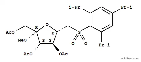 Molecular Structure of 151071-07-7 (.beta.-D-Fructofuranoside, methyl 6-deoxy-6-2,4,6-tris(1-methylethyl)phenylsulfonyl-, triacetate)
