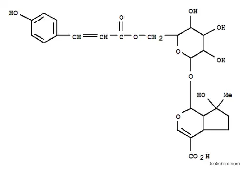 Molecular Structure of 151310-34-8 (Cyclopenta[c]pyran-4-carboxylicacid,1,4a,5,6,7,7a-hexahydro-7-hydroxy-1-[[6-O-[(2E)-3-(4-hydroxyphenyl)-1-oxo-2-propen-1-yl]-b-D-glucopyranosyl]oxy]-7-methyl-,(1S,4aS,7S,7aS)-)