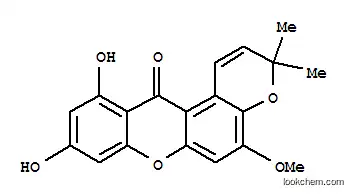 Molecular Structure of 151368-55-7 (Pyrano[3,2-a]xanthen-12(3H)-one,9,11-dihydroxy-5-methoxy-3,3-dimethyl-)