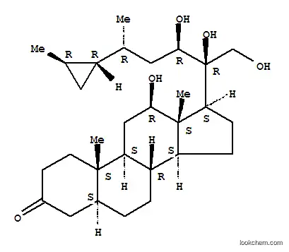 Molecular Structure of 151484-65-0 (26,27-Dinorcholestan-3-one,12,20,21,22-tetrahydroxy-24-[(1R,2R)-2-methylcyclopropyl]-, (5a,12b,20R,22R,24R)- (9CI))