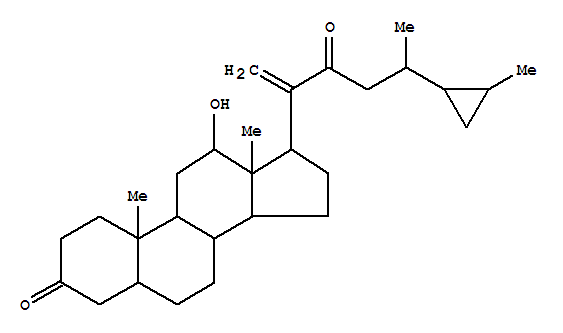 Molecular Structure of 151515-26-3 (26,27-Dinorcholest-20-ene-3,22-dione,12-hydroxy-24-(2-methylcyclopropyl)-, (5a,12b)- (9CI))
