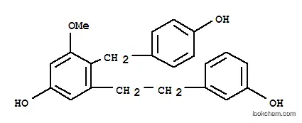 Molecular Structure of 151538-57-7 (Phenol,3-[2-(3-hydroxyphenyl)ethyl]-4-[(4-hydroxyphenyl)methyl]-5-methoxy-)