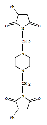 Molecular Structure of 15155-38-1 (2,5-Pyrrolidinedione,1,1'-[1,4-piperazinediylbis(methylene)]bis[3-phenyl- (9CI))