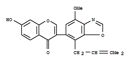 Molecular Structure of 151590-43-1 (4H-1-Benzopyran-4-one,7-hydroxy-3-[4-methoxy-7-(3-methyl-2-buten-1-yl)-6-benzoxazolyl]-)