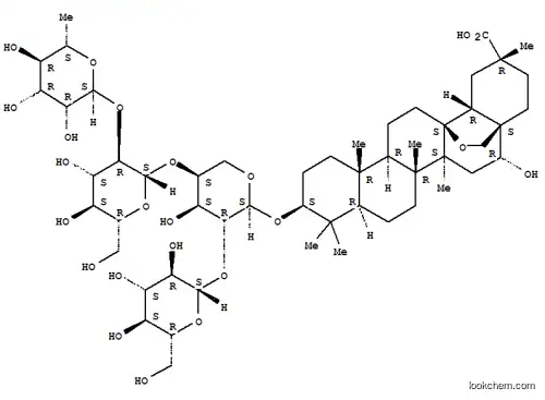 Molecular Structure of 151625-83-1 (3-O-(rhamnopyranosyl-1-4-glucopyranosyl-1-2-(glucopyranosyl-1-4)-arabinopyranoside)-16-hydroxy-13,28-epoxyolean-29-oic acid)
