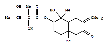 Molecular Structure of 151637-41-1 (Butanoic acid,2,3-dihydroxy-2-methyl-,decahydro-1-hydroxy-1,4a-dimethyl-7-(1-methylethylidene)-6-oxo-2-naphthalenylester (9CI))