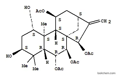 Molecular Structure of 152175-71-8 (Kaur-16-ene-1,3,6,7,11,15-hexol,6,7,11,15-tetraacetate, (1a,3b,6a,7b,11b,15b)- (9CI))