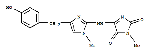 Molecular Structure of 152273-86-4 (1H-Imidazole-2,5-dione,4-[[4-[(4-hydroxyphenyl)methyl]-1-methyl-1H-imidazol-2-yl]amino]-1-methyl-)