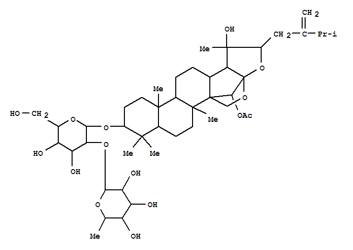Molecular Structure of 152343-72-1 (b-D-Glucopyranoside, (3b,15a,16b,22R)-15-(acetyloxy)-16,22:16,30-diepoxy-20-hydroxy-24-methylenedammaran-3-yl2-O-(6-deoxy-a-L-mannopyranosyl)-(9CI))