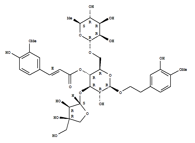 Molecular Structure of 152406-39-8 (b-D-Glucopyranoside,2-(3-hydroxy-4-methoxyphenyl)ethyl O-D-apio-b-D-furanosyl-(1®3)-O-[6-deoxy-a-L-mannopyranosyl-(1®6)]-,4-[(2E)-3-(4-hydroxy-3-methoxyphenyl)-2-propenoate] (9CI))