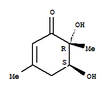 Molecular Structure of 152606-67-2 (2-Cyclohexen-1-one,5,6-dihydroxy-3,6-dimethyl-, (5R,6S)-rel-(+)-)