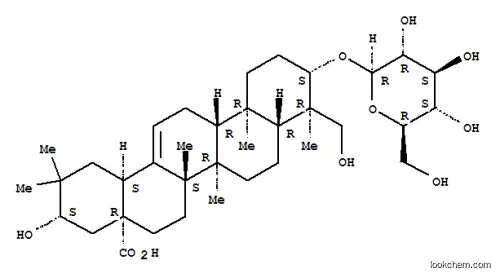 Molecular Structure of 152845-77-7 (Olean-12-en-28-oicacid, 3-(b-D-glucopyranosyloxy)-21,23-dihydroxy-,(3b,4a,21b)- (9CI))