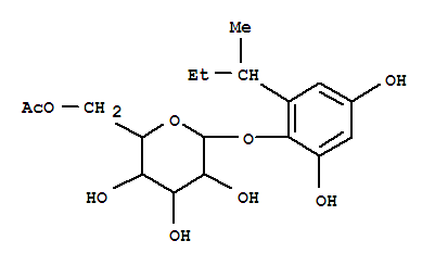 Molecular Structure of 153120-72-0 (b-D-Glucopyranoside,2,4-dihydroxy-6-(1-methylpropyl)phenyl, 6-acetate (9CI))
