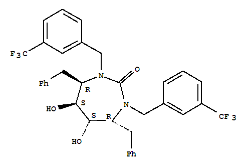 2H-1,3-DIAZEPIN-2-ONE,HEXAHYDRO-5,6-DIHYDROXY-4,7-BIS(PHENYLMETHYL)-1,3-BIS[[3-(TRIFLUOROMETHYL)PHENYL]METHYL]-,(4R,5S,6S,7R)-