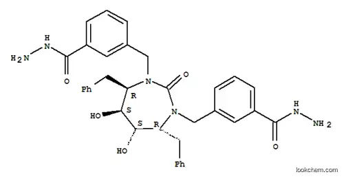 Molecular Structure of 153183-55-2 (Benzoic acid,3,3'-[[(4R,5S,6S,7R)-tetrahydro-5,6-dihydroxy-2-oxo-4,7-bis(phenylmethyl)-1H-1,3-diazepine-1,3(2H)-diyl]bis(methylene)]bis-,dihydrazide (9CI))