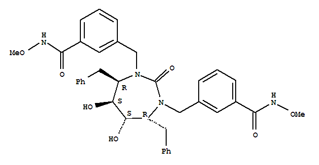 Molecular Structure of 153183-60-9 (Benzamide,3,3'-[[(4R,5S,6S,7R)-tetrahydro-5,6-dihydroxy-2-oxo-4,7-bis(phenylmethyl)-1H-1,3-diazepine-1,3(2H)-diyl]bis(methylene)]bis[N-methoxy-(9CI))