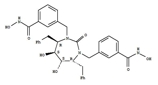 Molecular Structure of 153183-64-3 (Benzamide,3,3'-[[(4R,5S,6S,7R)-tetrahydro-5,6-dihydroxy-2-oxo-4,7-bis(phenylmethyl)-1H-1,3-diazepine-1,3(2H)-diyl]bis(methylene)]bis[N-hydroxy-(9CI))
