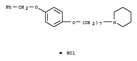 Molecular Structure of 154053-02-8 (Piperidine,1-[7-[4-(phenylmethoxy)phenoxy]heptyl]-, hydrochloride (1:1))