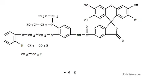 Molecular Structure of 154719-40-1 (Glycine,N-[2-[2-[2-[bis(carboxymethyl)amino]-5-[[(2',7'-dichloro-3',6'-dihydroxy-3-oxospiro[isobenzofuran-1(3H),9'-[9H]xanthen]-5-yl)carbonyl]amino]phenoxy]ethoxy]phenyl]-N-(carboxymethyl)-,potassium salt (1:6))