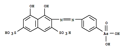 Molecular Structure of 15475-87-3 (2,7-Naphthalenedisulfonicacid, 3-[2-(4-arsonoylphenyl)diazenyl]-4,5-dihydroxy-)