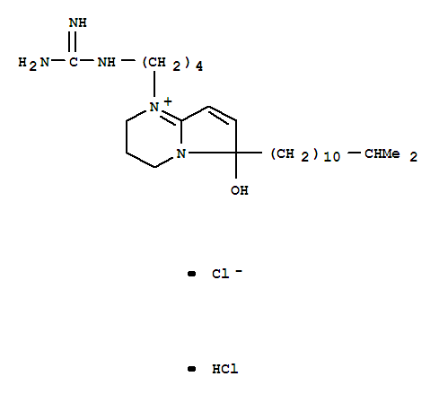 Molecular Structure of 155070-24-9 (Pyrrolo[1,2-a]pyrimidinium,1-[4-[(aminoiminomethyl)amino]butyl]-2,3,4,6-tetrahydro-6-hydroxy-6-(11-methyldodecyl)-,chloride, monohydrochloride (9CI))