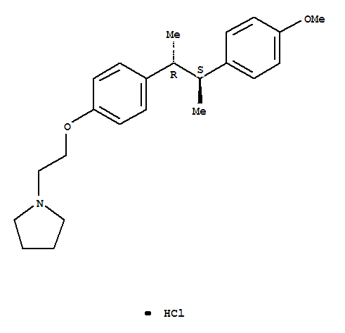 Pyrrolidine,1-[2-[p-(p-methoxy-a,b-dimethylphenethyl)phenoxy]ethyl]-,hydrochloride, erythro- (8CI)