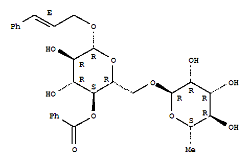 Molecular Structure of 155179-19-4 (b-D-Glucopyranoside,(2E)-3-phenyl-2-propen-1-yl 6-O-(6-deoxy-a-L-mannopyranosyl)-, 4-benzoate)