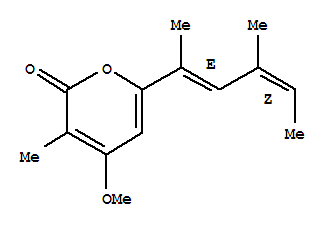 Molecular Structure of 155233-35-5 (2H-Pyran-2-one,6-[(1E,3Z)-1,3-dimethyl-1,3-pentadien-1-yl]-4-methoxy-3-methyl-)