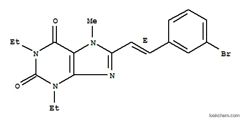 Molecular Structure of 155271-85-5 (8-[(E)-2-(3-bromophenyl)ethenyl]-1,3-diethyl-7-methyl-3,7-dihydro-1H-purine-2,6-dione)